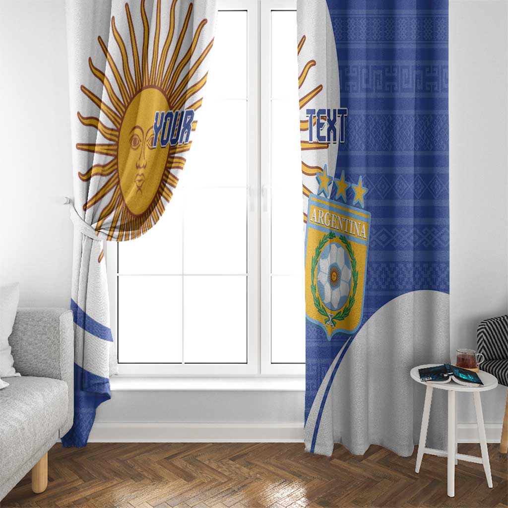 Custom Argentina Football Window Curtain Vamos La Albiceleste - Navy Blue Version - Wonder Print Shop