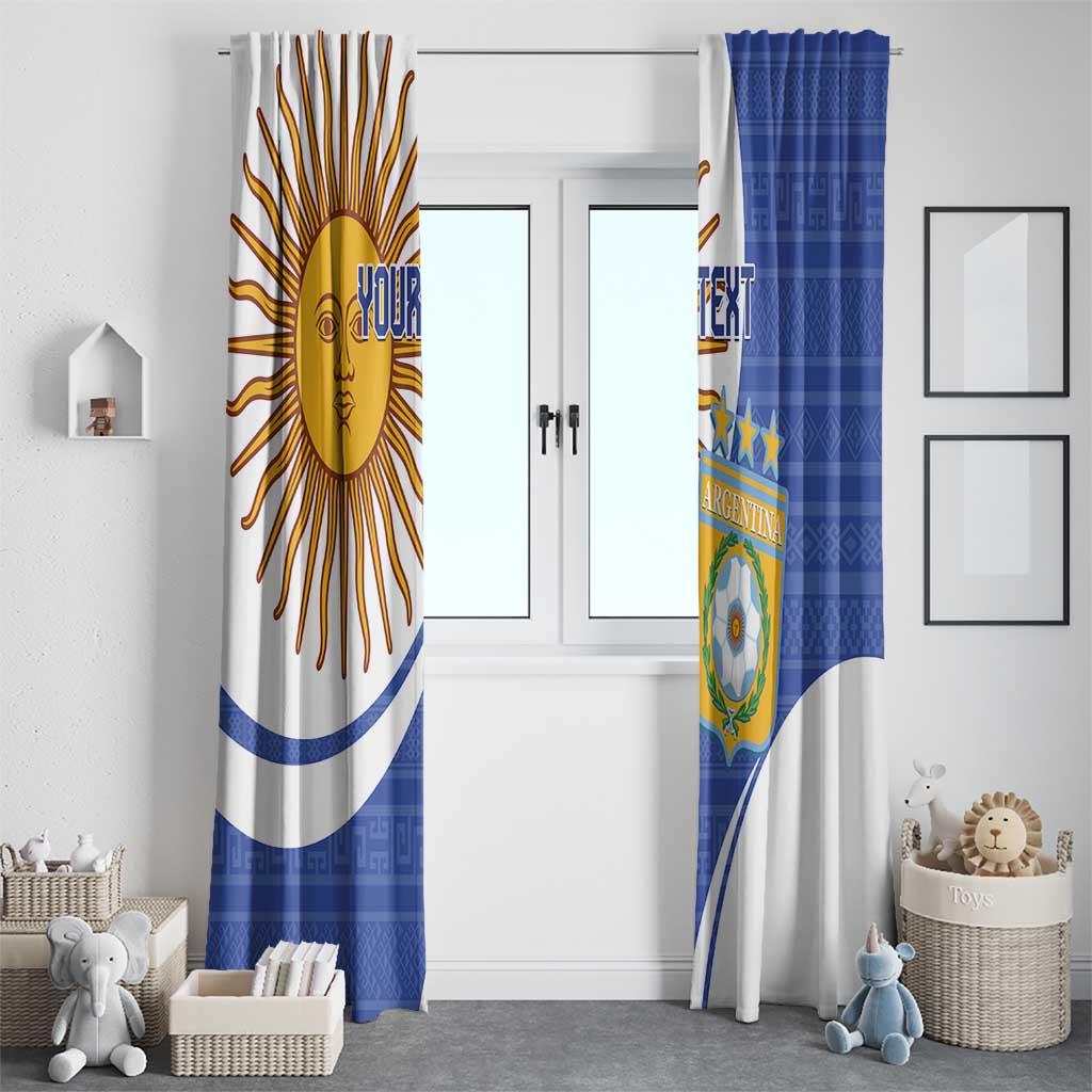 Custom Argentina Football Window Curtain Vamos La Albiceleste - Navy Blue Version - Wonder Print Shop