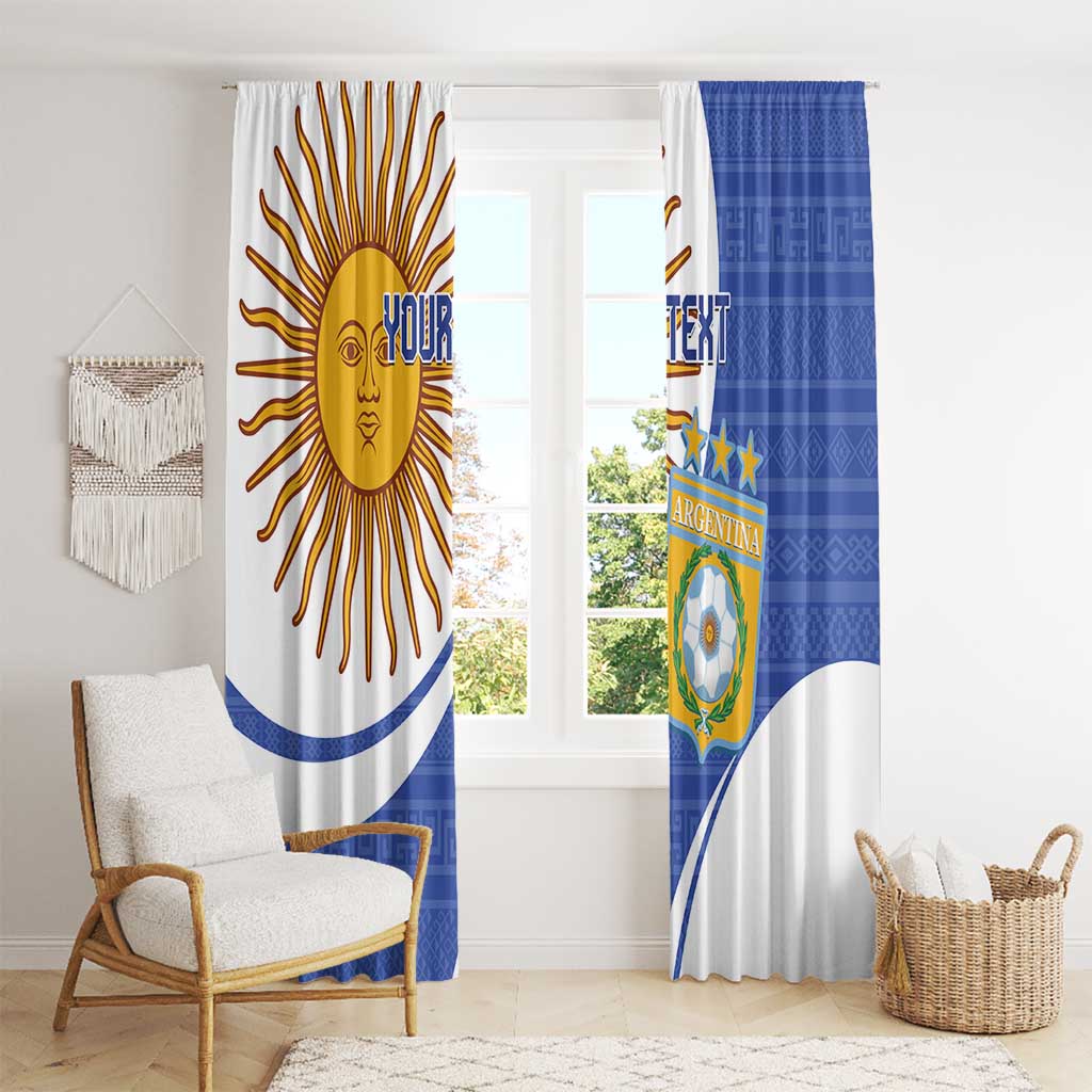 Custom Argentina Football Window Curtain Vamos La Albiceleste - Navy Blue Version - Wonder Print Shop