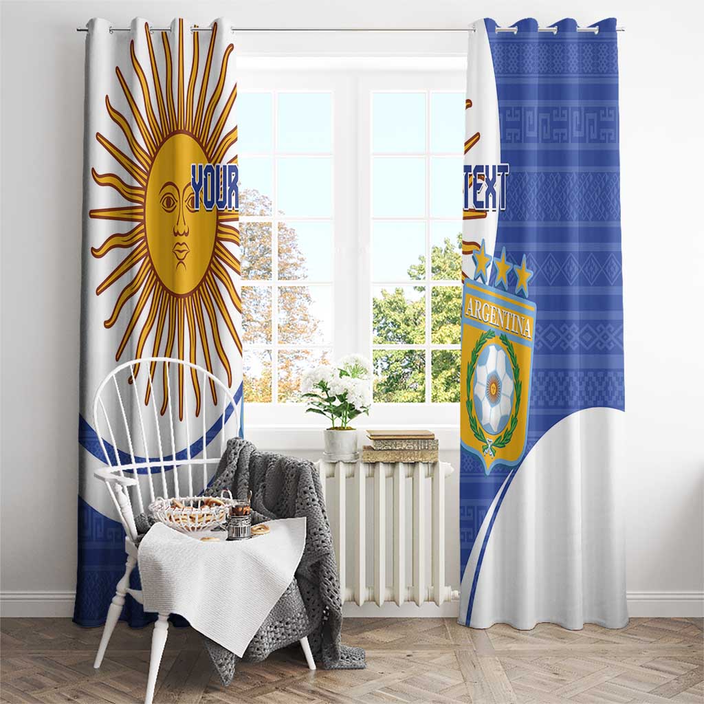 Custom Argentina Football Window Curtain Vamos La Albiceleste - Navy Blue Version - Wonder Print Shop