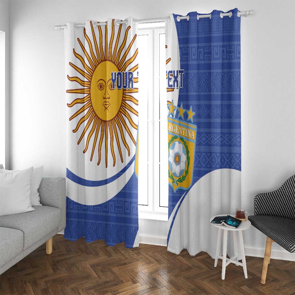 Custom Argentina Football Window Curtain Vamos La Albiceleste - Navy Blue Version - Wonder Print Shop