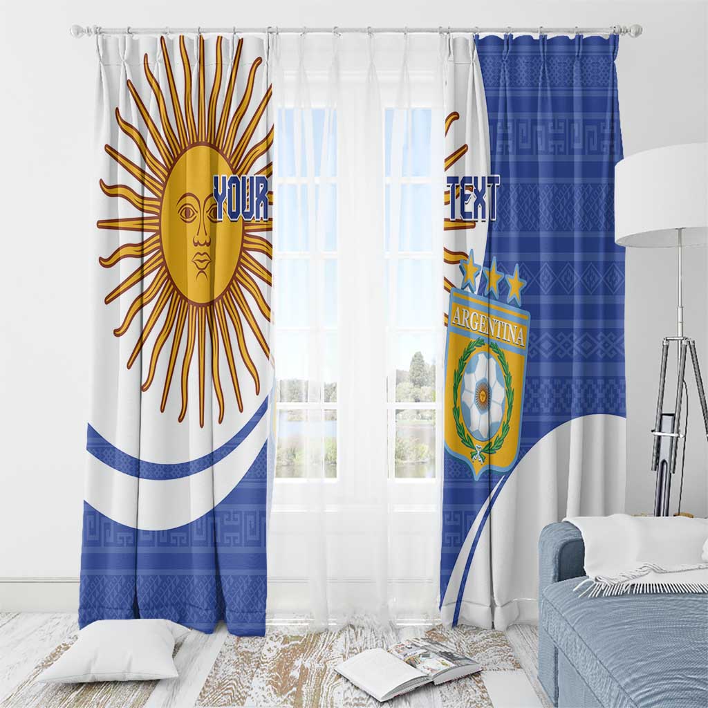 Custom Argentina Football Window Curtain Vamos La Albiceleste - Navy Blue Version - Wonder Print Shop