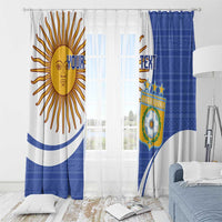 Custom Argentina Football Window Curtain Vamos La Albiceleste - Navy Blue Version - Wonder Print Shop