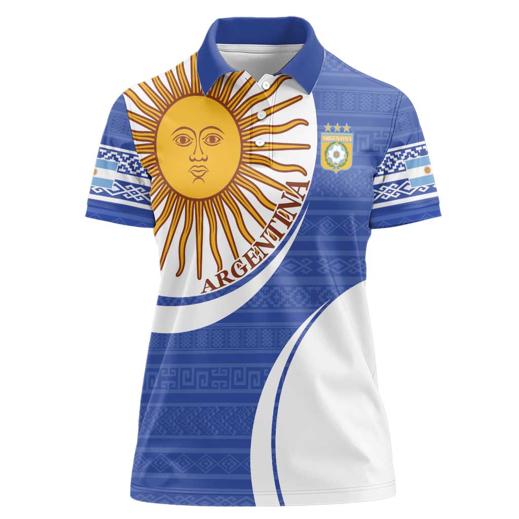 Custom Argentina Football Women Polo Shirt Vamos La Albiceleste - Navy Blue Version - Wonder Print Shop