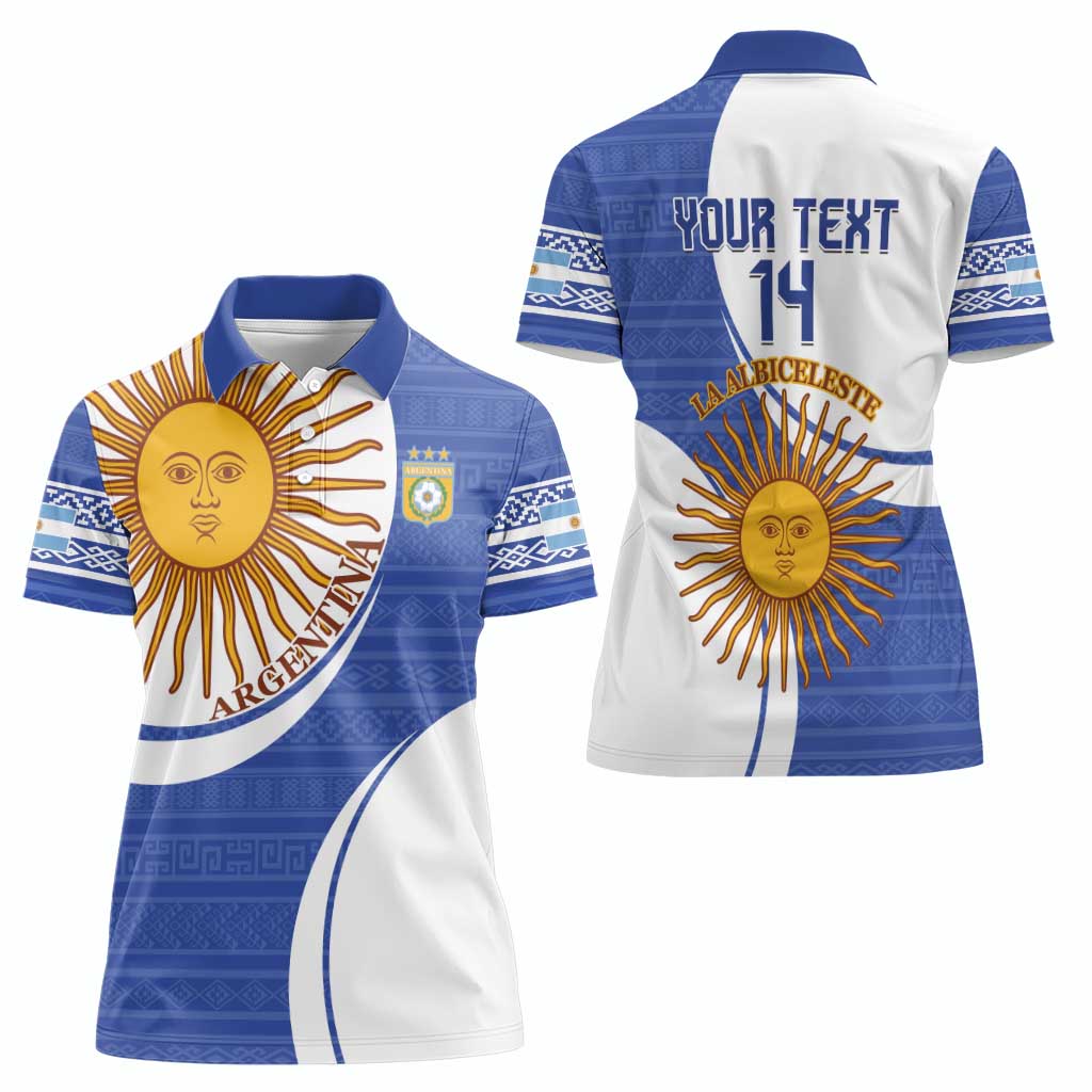 Custom Argentina Football Women Polo Shirt Vamos La Albiceleste - Navy Blue Version - Wonder Print Shop