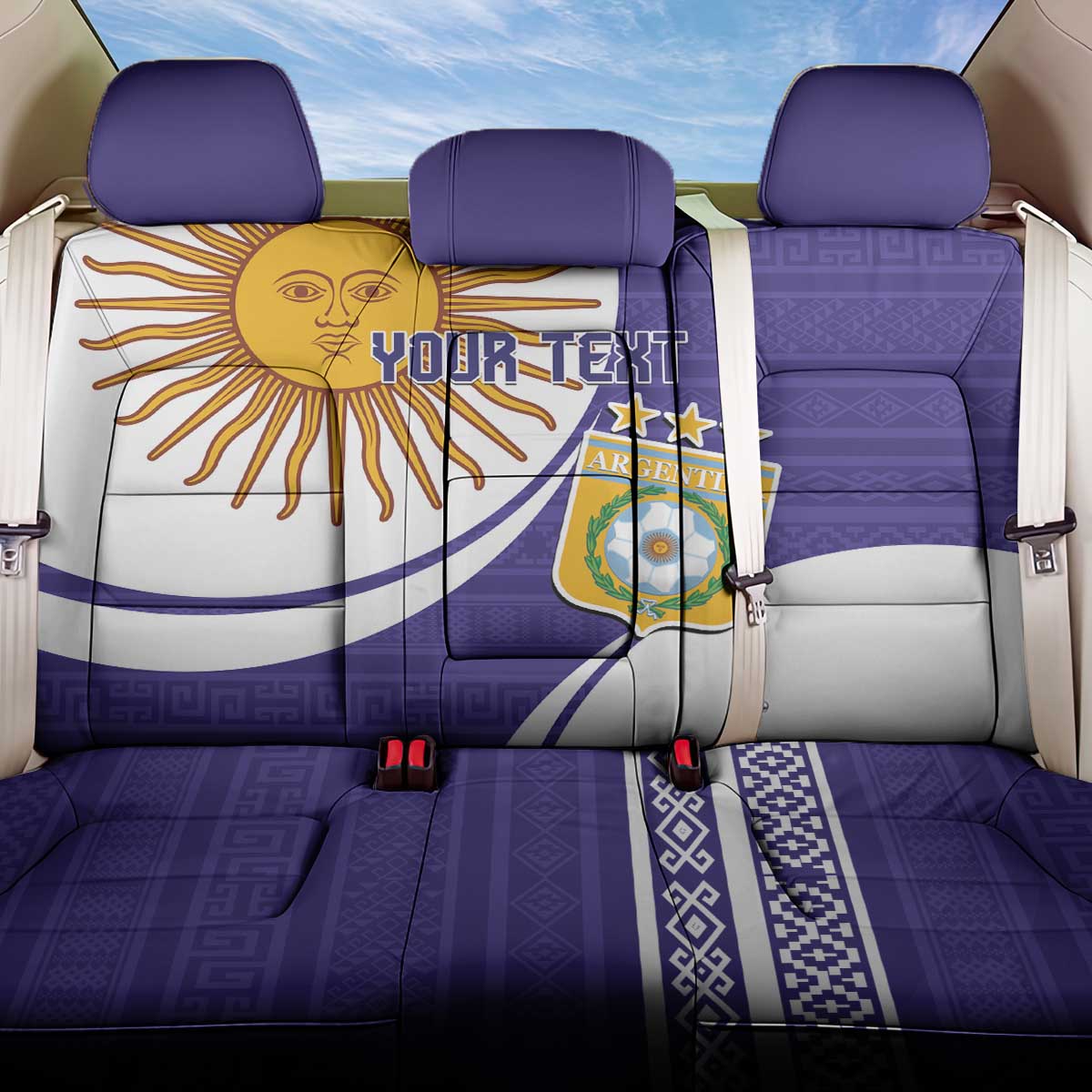 Custom Argentina Football Back Car Seat Cover Vamos La Albiceleste - Purple Version - Wonder Print Shop