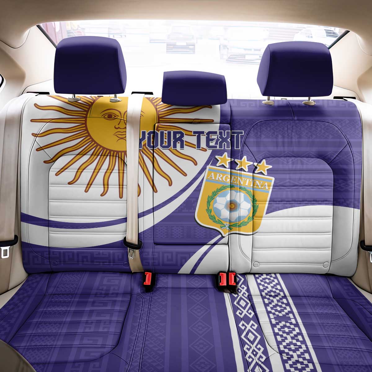 Custom Argentina Football Back Car Seat Cover Vamos La Albiceleste - Purple Version - Wonder Print Shop