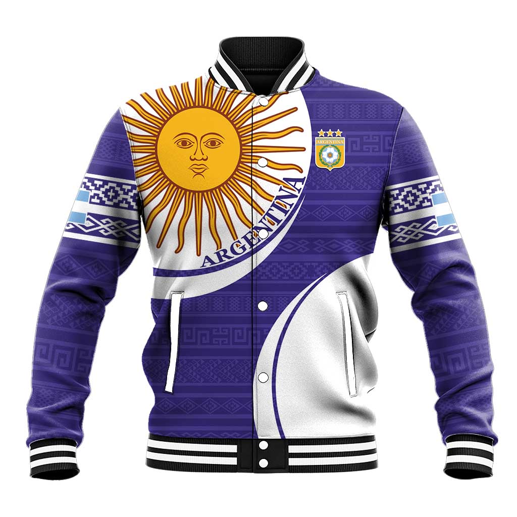 Custom Argentina Football Baseball Jacket Vamos La Albiceleste - Purple Version - Wonder Print Shop