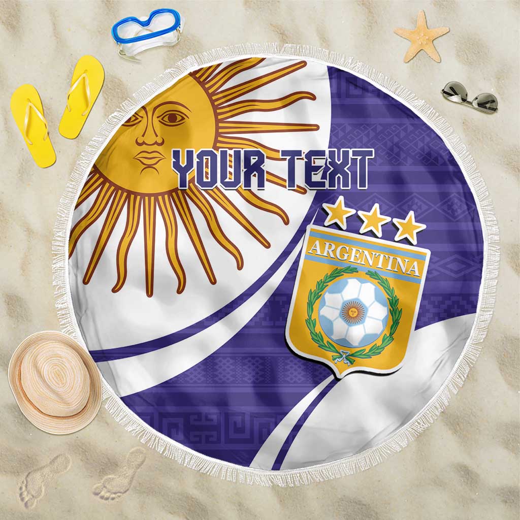 Custom Argentina Football Beach Blanket Vamos La Albiceleste - Purple Version - Wonder Print Shop