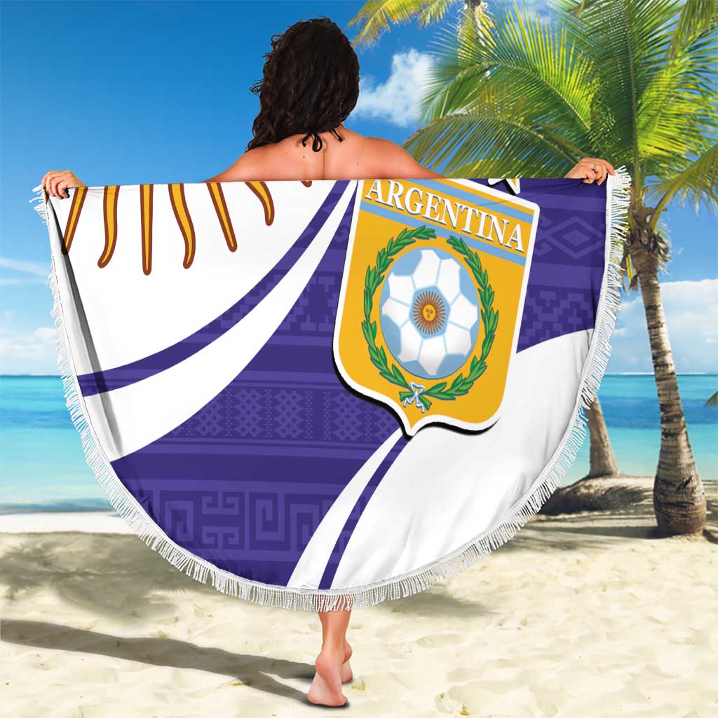 Custom Argentina Football Beach Blanket Vamos La Albiceleste - Purple Version - Wonder Print Shop