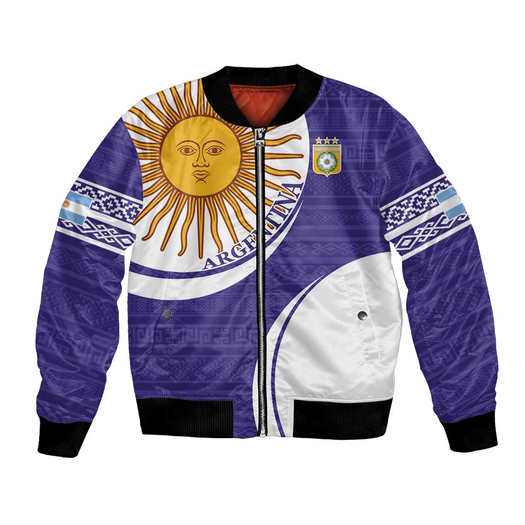 Custom Argentina Football Bomber Jacket Vamos La Albiceleste - Purple Version - Wonder Print Shop