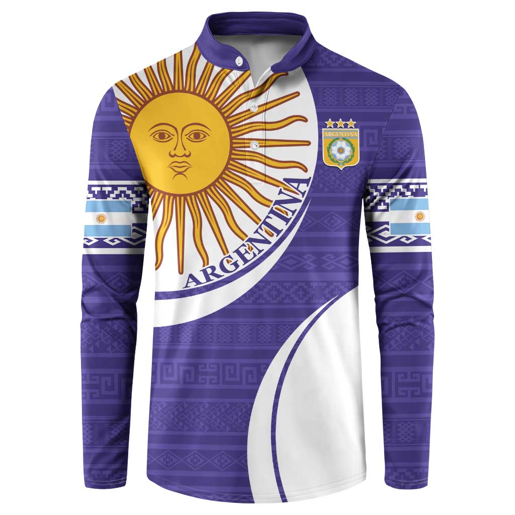 Custom Argentina Football Button Sweatshirt Vamos La Albiceleste - Purple Version - Wonder Print Shop