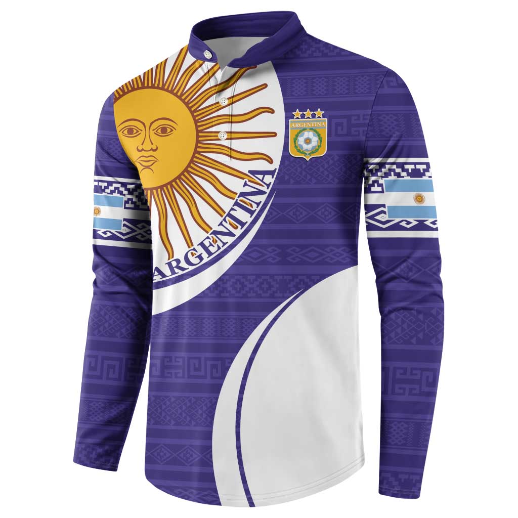 Custom Argentina Football Button Sweatshirt Vamos La Albiceleste - Purple Version - Wonder Print Shop