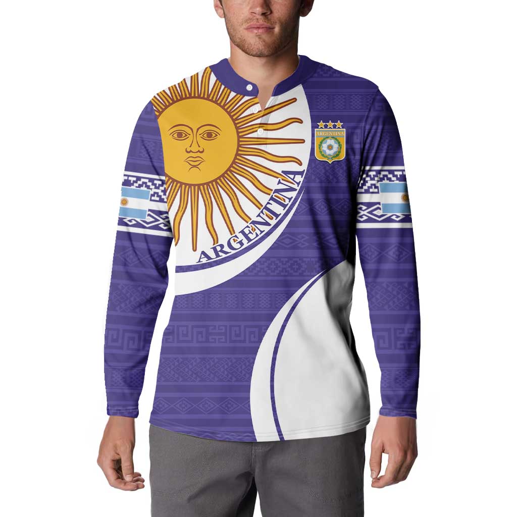 Custom Argentina Football Button Sweatshirt Vamos La Albiceleste - Purple Version - Wonder Print Shop