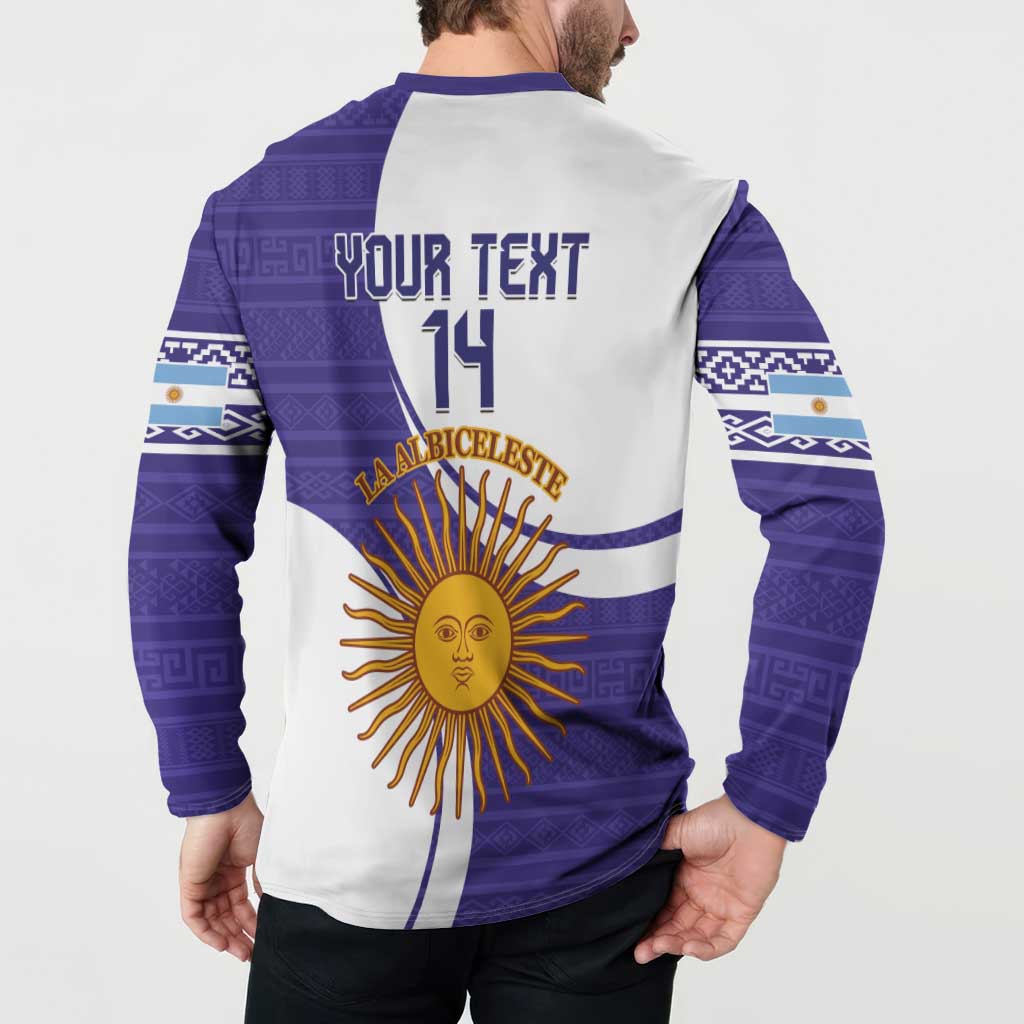 Custom Argentina Football Button Sweatshirt Vamos La Albiceleste - Purple Version - Wonder Print Shop
