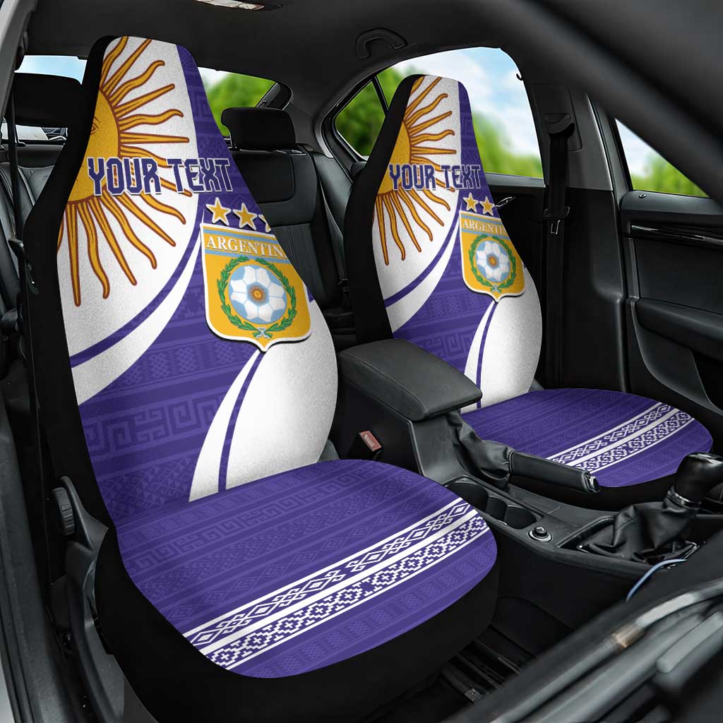 Custom Argentina Football Car Seat Cover Vamos La Albiceleste - Purple Version - Wonder Print Shop