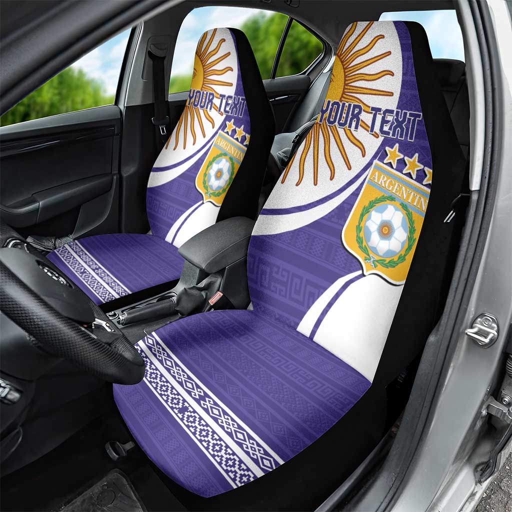 Custom Argentina Football Car Seat Cover Vamos La Albiceleste - Purple Version - Wonder Print Shop