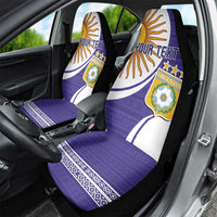 Custom Argentina Football Car Seat Cover Vamos La Albiceleste - Purple Version - Wonder Print Shop