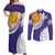 Custom Argentina Football Couples Matching Off Shoulder Maxi Dress and Long Sleeve Button Shirt Vamos La Albiceleste - Purple Version - Wonder Print Shop