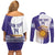 Custom Argentina Football Couples Matching Off Shoulder Short Dress and Long Sleeve Button Shirt Vamos La Albiceleste - Purple Version - Wonder Print Shop