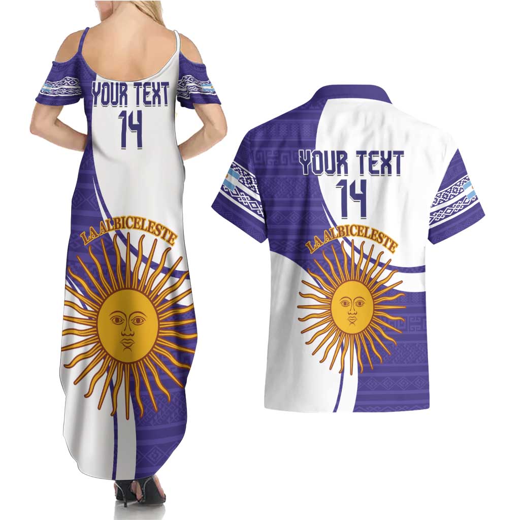 Custom Argentina Football Couples Matching Summer Maxi Dress and Hawaiian Shirt Vamos La Albiceleste - Purple Version - Wonder Print Shop