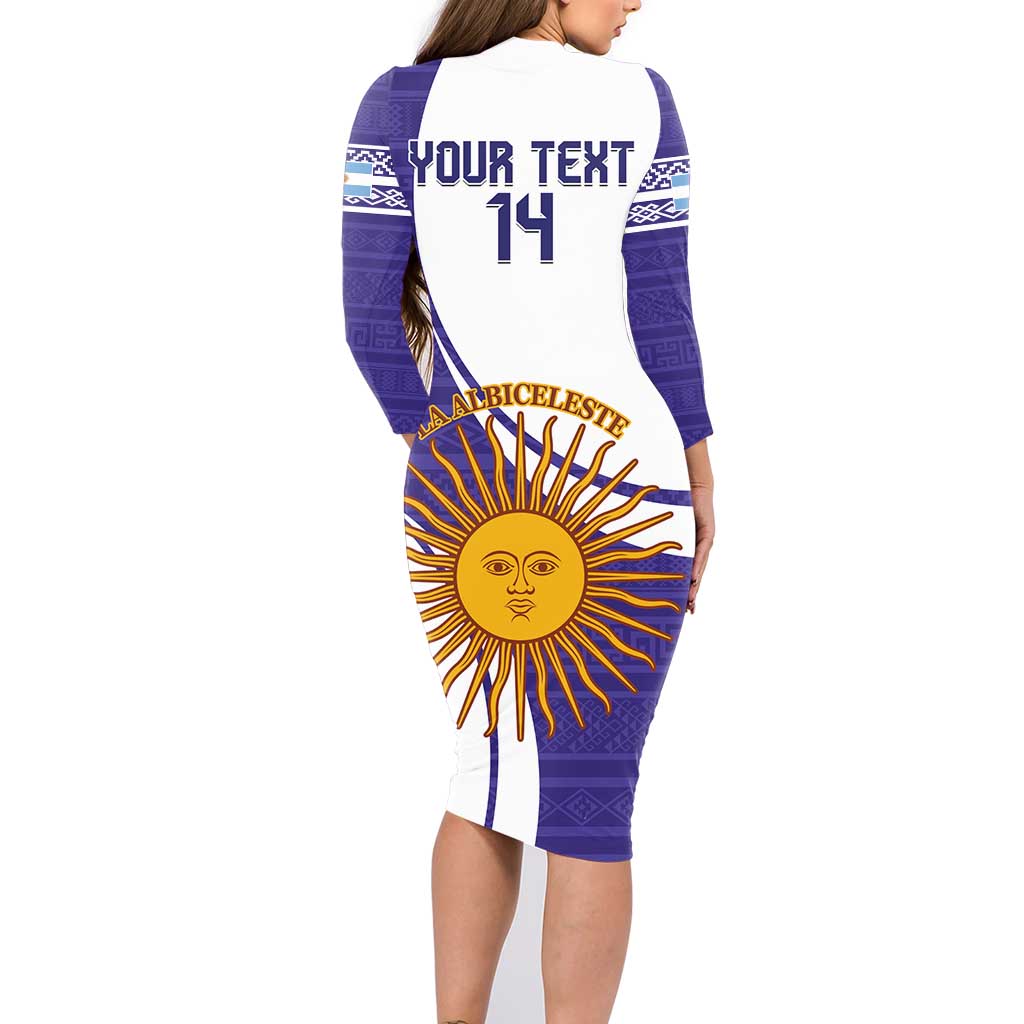 Custom Argentina Football Family Matching Long Sleeve Bodycon Dress and Hawaiian Shirt Vamos La Albiceleste - Purple Version - Wonder Print Shop