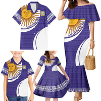 Custom Argentina Football Family Matching Mermaid Dress and Hawaiian Shirt Vamos La Albiceleste - Purple Version - Wonder Print Shop