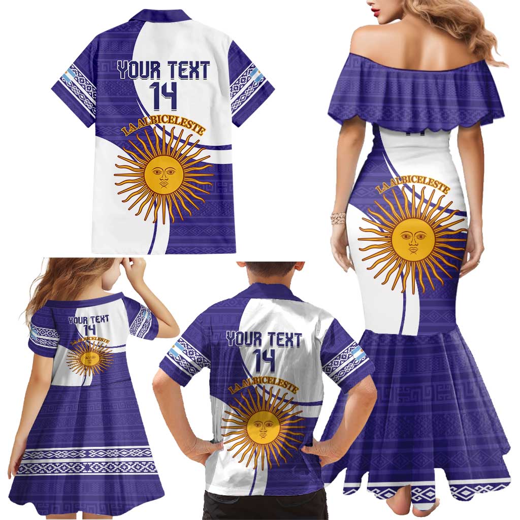 Custom Argentina Football Family Matching Mermaid Dress and Hawaiian Shirt Vamos La Albiceleste - Purple Version - Wonder Print Shop