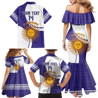 Custom Argentina Football Family Matching Mermaid Dress and Hawaiian Shirt Vamos La Albiceleste - Purple Version - Wonder Print Shop