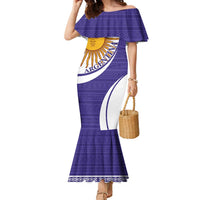 Custom Argentina Football Family Matching Mermaid Dress and Hawaiian Shirt Vamos La Albiceleste - Purple Version - Wonder Print Shop