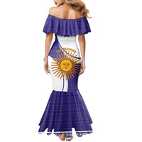 Custom Argentina Football Family Matching Mermaid Dress and Hawaiian Shirt Vamos La Albiceleste - Purple Version - Wonder Print Shop