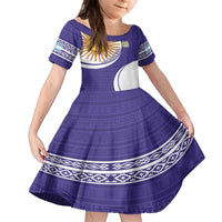 Custom Argentina Football Family Matching Off The Shoulder Long Sleeve Dress and Hawaiian Shirt Vamos La Albiceleste - Purple Version - Wonder Print Shop