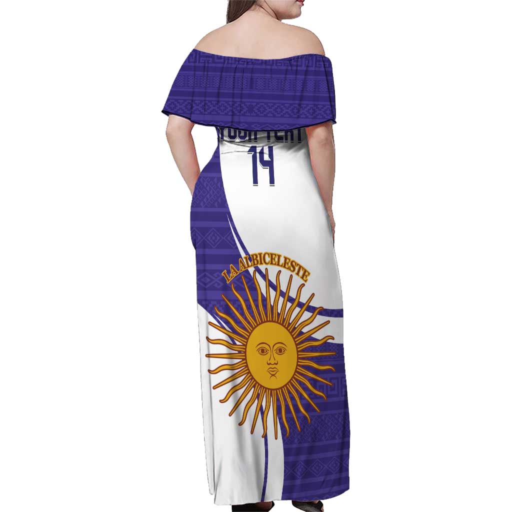 Custom Argentina Football Family Matching Off Shoulder Maxi Dress and Hawaiian Shirt Vamos La Albiceleste - Purple Version - Wonder Print Shop