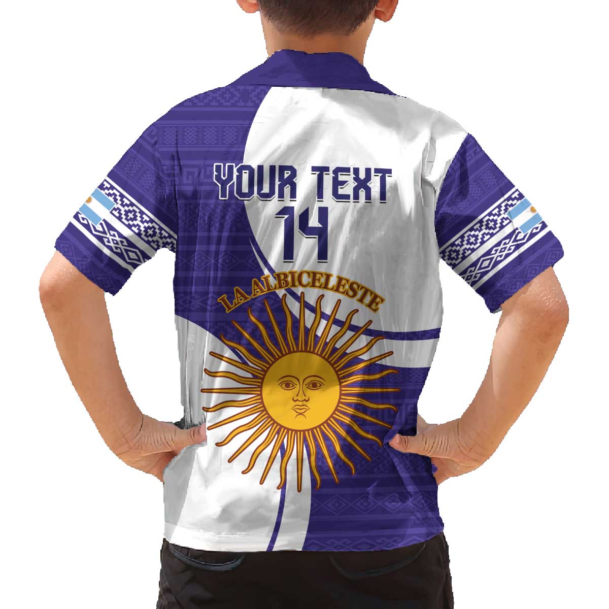 Custom Argentina Football Family Matching Off Shoulder Short Dress and Hawaiian Shirt Vamos La Albiceleste - Purple Version - Wonder Print Shop