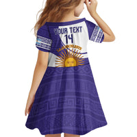 Custom Argentina Football Family Matching Off Shoulder Short Dress and Hawaiian Shirt Vamos La Albiceleste - Purple Version - Wonder Print Shop