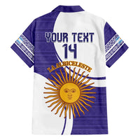 Custom Argentina Football Family Matching Short Sleeve Bodycon Dress and Hawaiian Shirt Vamos La Albiceleste - Purple Version - Wonder Print Shop
