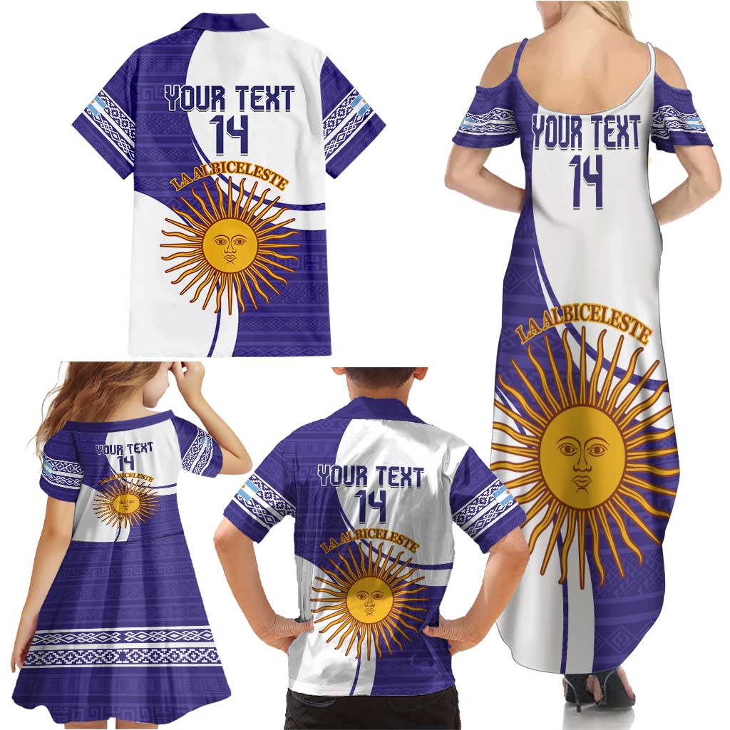 Custom Argentina Football Family Matching Summer Maxi Dress and Hawaiian Shirt Vamos La Albiceleste - Purple Version - Wonder Print Shop