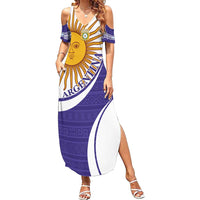 Custom Argentina Football Family Matching Summer Maxi Dress and Hawaiian Shirt Vamos La Albiceleste - Purple Version - Wonder Print Shop