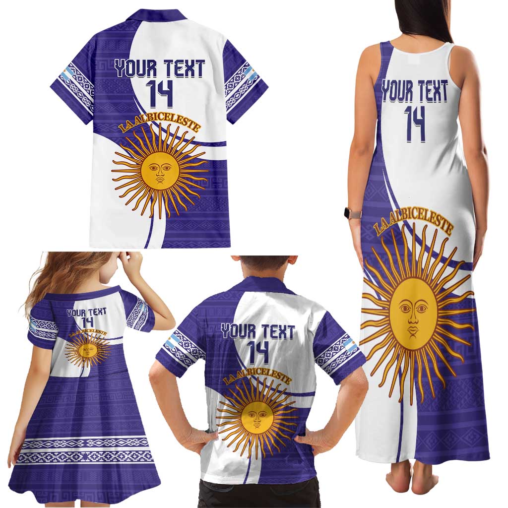 Custom Argentina Football Family Matching Tank Maxi Dress and Hawaiian Shirt Vamos La Albiceleste - Purple Version - Wonder Print Shop