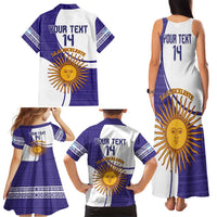 Custom Argentina Football Family Matching Tank Maxi Dress and Hawaiian Shirt Vamos La Albiceleste - Purple Version - Wonder Print Shop