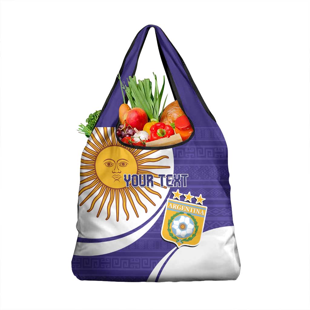 Custom Argentina Football Grocery Bag Vamos La Albiceleste - Purple Version