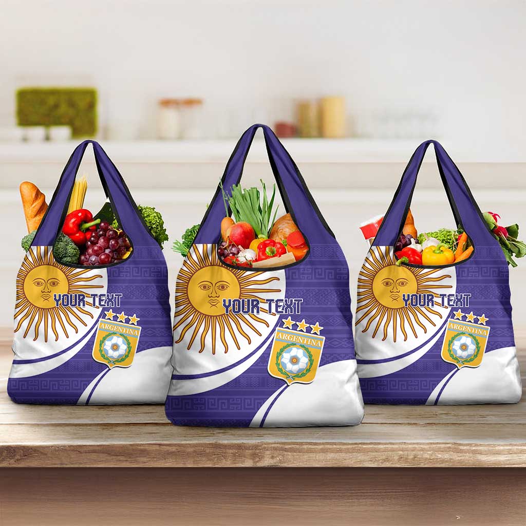 Custom Argentina Football Grocery Bag Vamos La Albiceleste - Purple Version