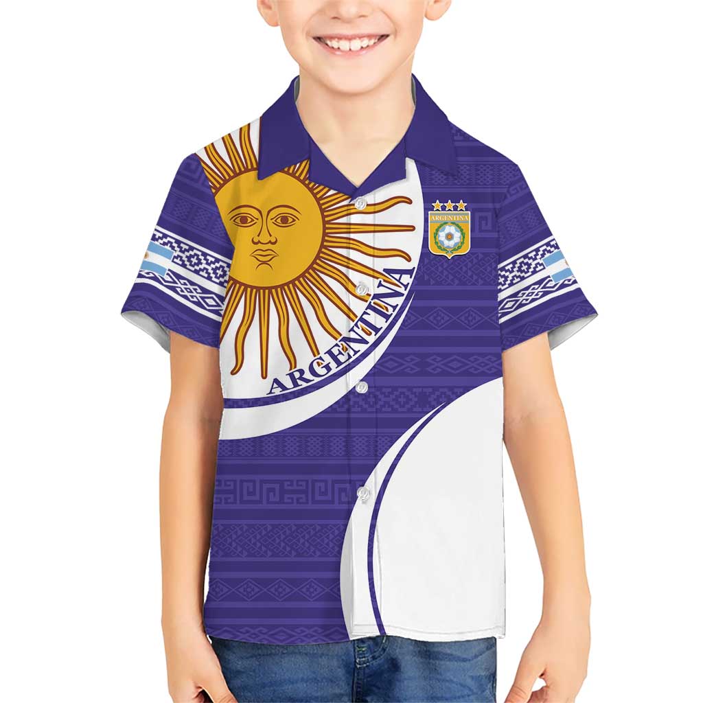 Custom Argentina Football Kid Hawaiian Shirt Vamos La Albiceleste - Purple Version - Wonder Print Shop