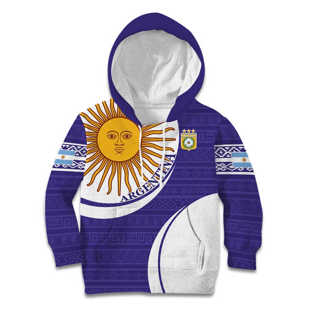 Custom Argentina Football Kid Hoodie Vamos La Albiceleste - Purple Version - Wonder Print Shop