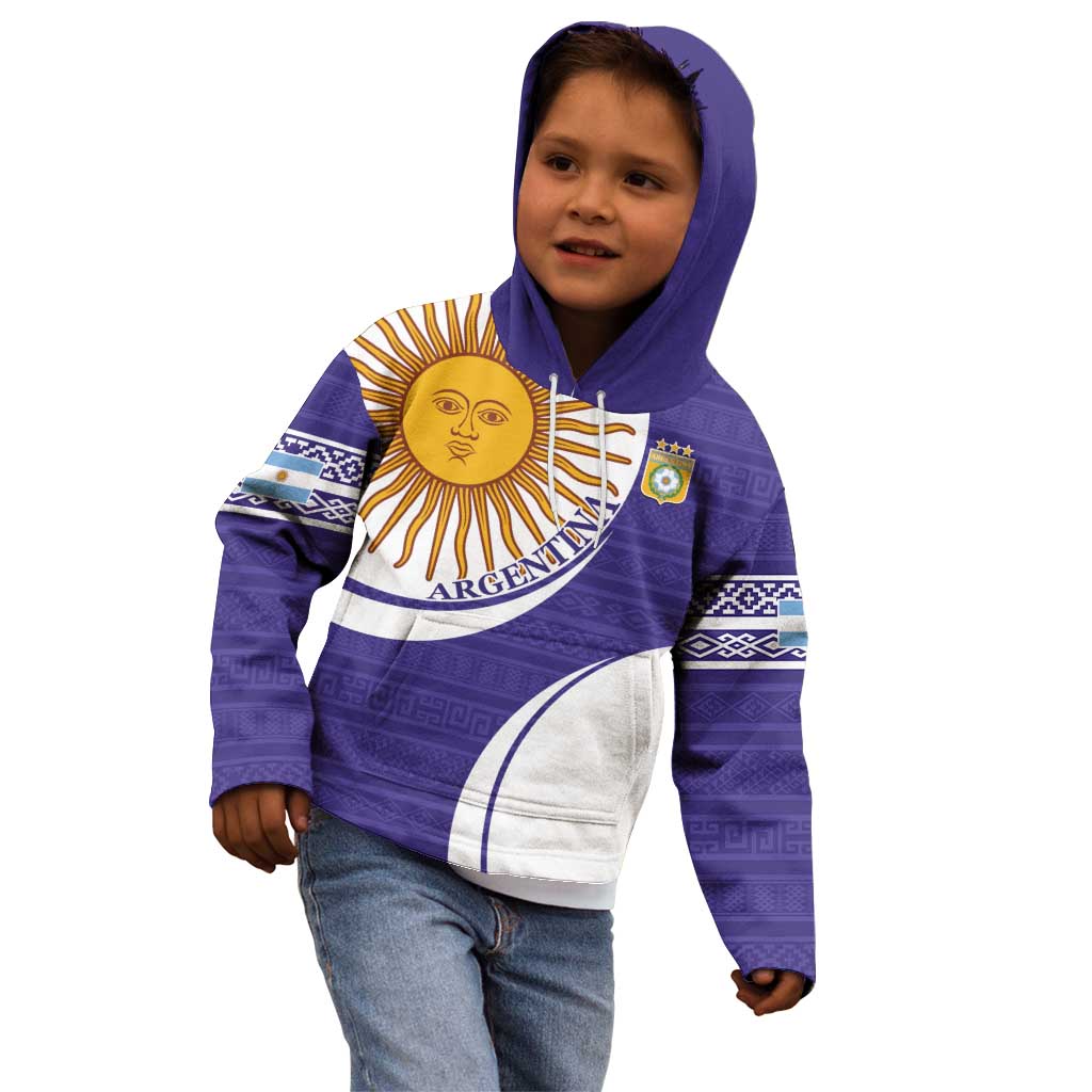 Custom Argentina Football Kid Hoodie Vamos La Albiceleste - Purple Version - Wonder Print Shop