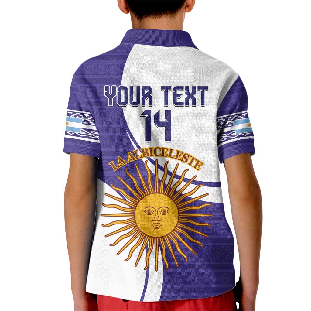 Custom Argentina Football Kid Polo Shirt Vamos La Albiceleste - Purple Version - Wonder Print Shop