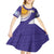 Custom Argentina Football Kid Short Sleeve Dress Vamos La Albiceleste - Purple Version - Wonder Print Shop