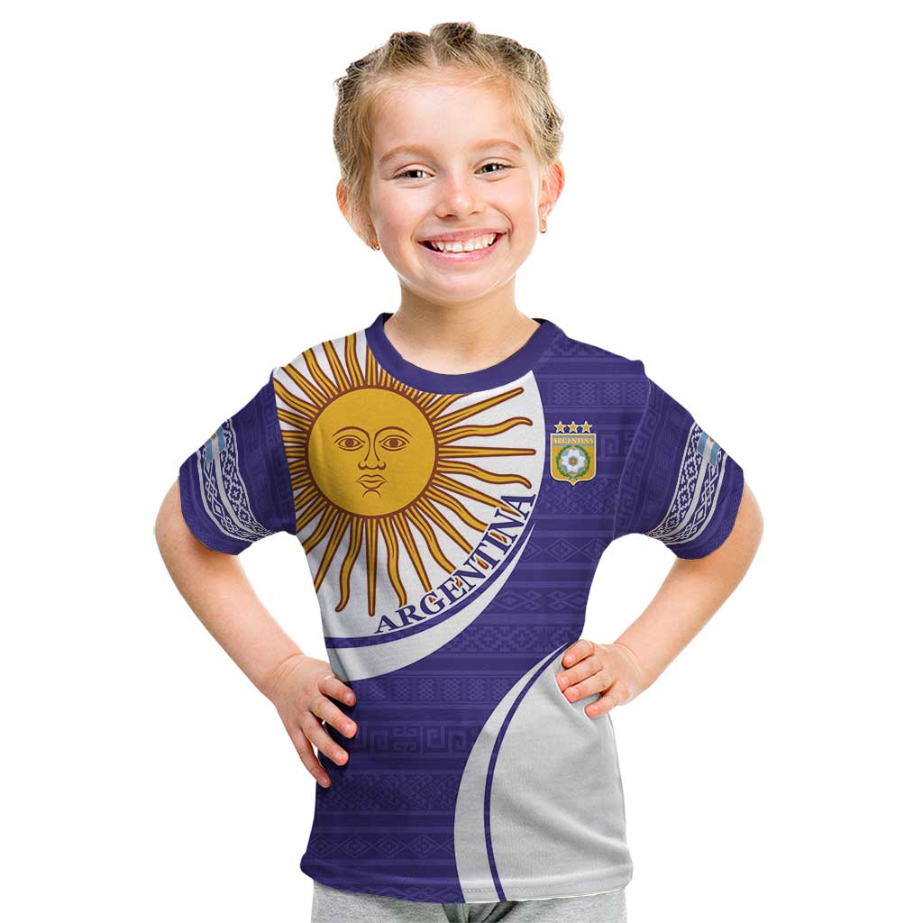 Custom Argentina Football Kid T Shirt Vamos La Albiceleste - Purple Version - Wonder Print Shop