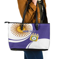 Custom Argentina Football Leather Tote Bag Vamos La Albiceleste - Purple Version - Wonder Print Shop