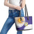 Custom Argentina Football Leather Tote Bag Vamos La Albiceleste - Purple Version - Wonder Print Shop